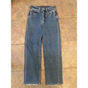 Wild Fable 00 Highest Rise Straight Button Fly Blue Stretch Denim Mom Jeans